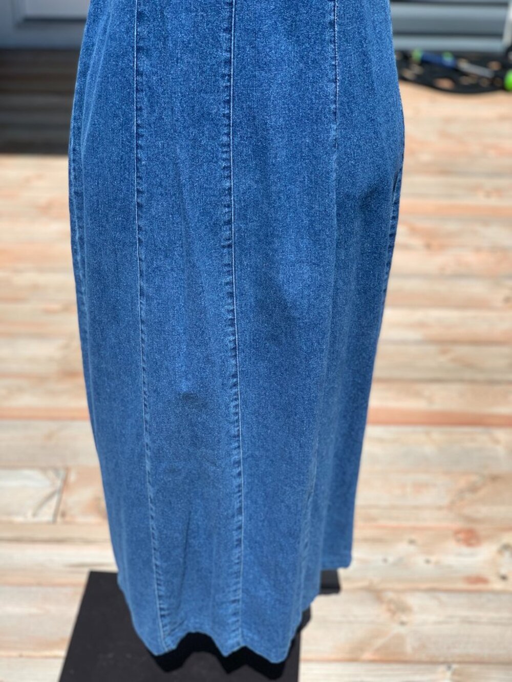 Vtg Denim Maxi Midi Dress 8 Button Front 100% Cotton Cottagecore Modest 90s Boho - Picture 8 of 16